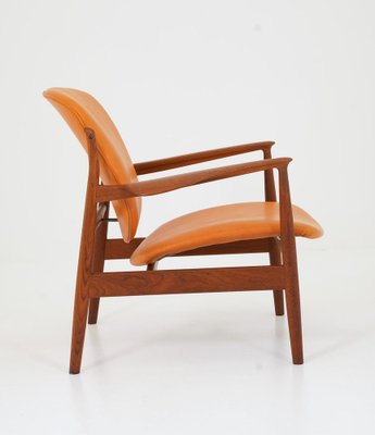 Model FD 136 Lounge Chair in Cognac Leather and Teak by Finn Juhl, 1970s-FM-1722763