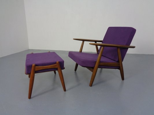 Model GE-240 Armchair and Ottoman by Hans J. Wegner for Getama, 1950s, Set of 2-RDW-1347976