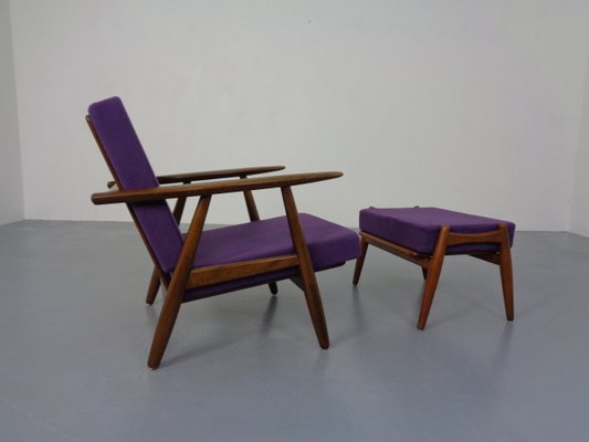 Model GE-240 Armchair and Ottoman by Hans J. Wegner for Getama, 1950s, Set of 2-RDW-1347976