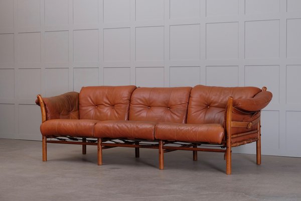 Model Indra 3-Seater Leather Sofa by Arne Norell for Arne Norell AB, 1970s-QU-577769