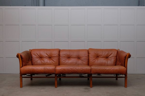 Model Indra 3-Seater Leather Sofa by Arne Norell for Arne Norell AB, 1970s-QU-577769