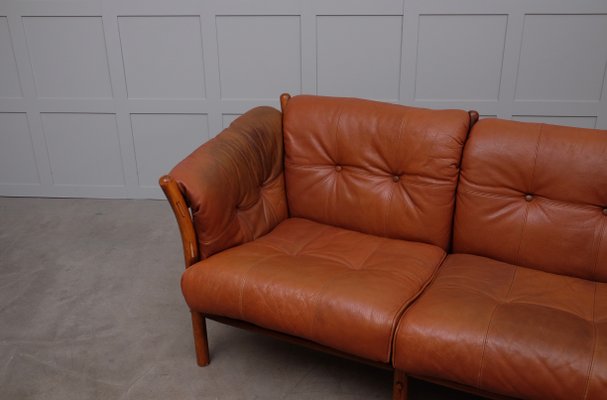 Model Indra 3-Seater Leather Sofa by Arne Norell for Arne Norell AB, 1970s-QU-577769