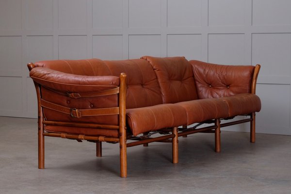 Model Indra 3-Seater Leather Sofa by Arne Norell for Arne Norell AB, 1970s-QU-577769