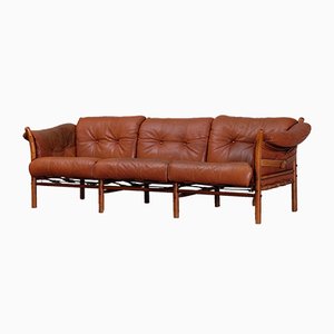 Model Indra 3-Seater Leather Sofa by Arne Norell for Arne Norell AB, 1970s-QU-577769