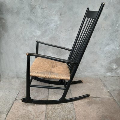 Model J16 Rocking Chair in Painted Beech with Woven Papercord Seat attributed to Hans J. Wegner for FDB, 1961-TDA-1376416