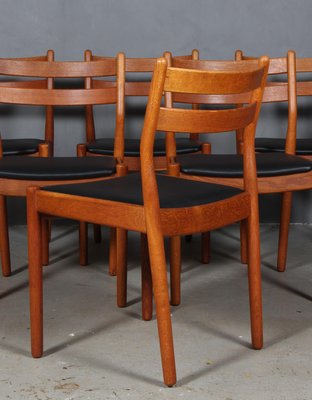 Model J61 Oak and Leather Dining Chairs by Poul Volther for FDB, Set of 6-HJB-1049720