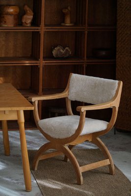 Model Kurul Armchair in Oak & Lambswool attributed to Henning Kjærnulf, 1960s-MXF-1734605