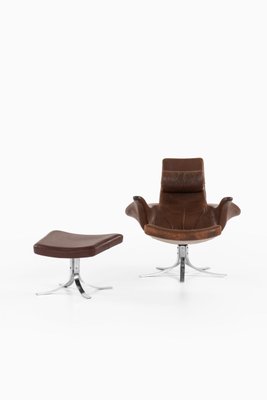 Model Måsen / Seagull Easy Chair & Stool by Gosta Berg for Fritz Hansen, 1971, Set of 2-SC-753394