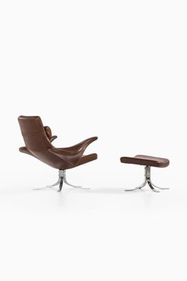 Model Måsen / Seagull Easy Chair & Stool by Gosta Berg for Fritz Hansen, 1971, Set of 2-SC-753394