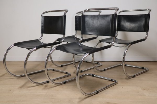 Model MR10 Chairs by Ludwig Mies Van Der Rohe, 1970s, Set of 4-IZV-2035553