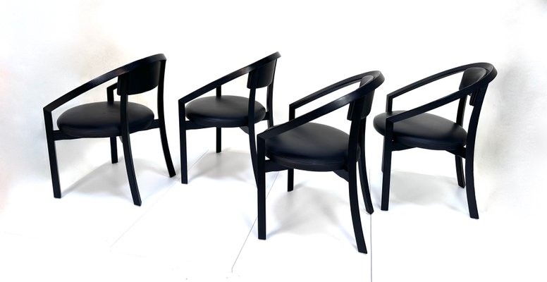 Model Nostro Postmodern Leather Dining Chairs by Anderas Weber for Rosenthal Einrichtung, Germany 1980s, Set of 4-JP-2040161