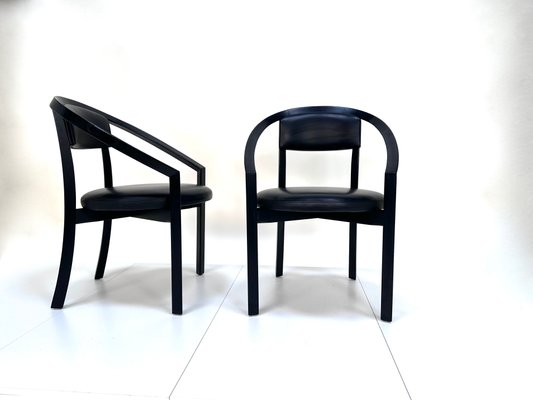 Model Nostro Postmodern Leather Dining Chairs by Anderas Weber for Rosenthal Einrichtung, Germany 1980s, Set of 4-JP-2040161