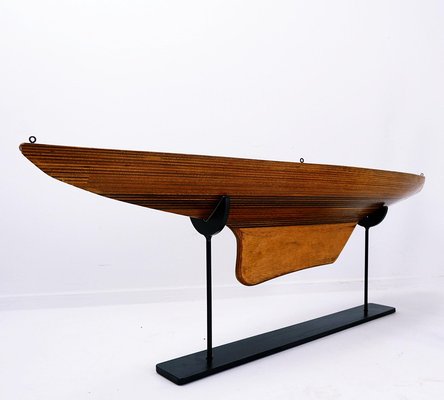 Model of Wooden Boat Hull on Metal Base-NYF-2019199