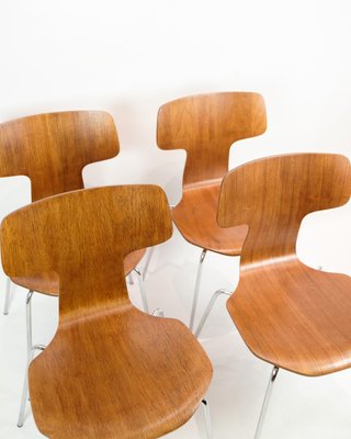 Model T Dining Chairs in Teak by Arne Jacobsen, 1960s, Set of 4-UY-1814867