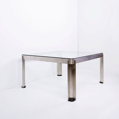 Model T113 Coffee Table in Steel and Crystal attributed to Osvaldo Borsani for Tecno, 1970s-JG-1797185