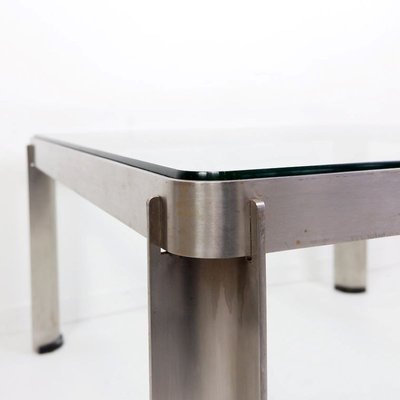 Model T113 Coffee Table in Steel and Crystal attributed to Osvaldo Borsani for Tecno, 1970s-JG-1797185