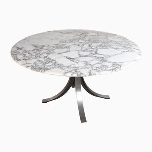 Model T69 Round Table with Arabesque Carrara Marble Top by Osvaldo Borsani & Eugenio Gerli for Tecno, 1960s-JQO-1821105