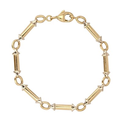 Modern 18 Karat 2-Color Gold Links Gourmette Bracelet-OLU-914682