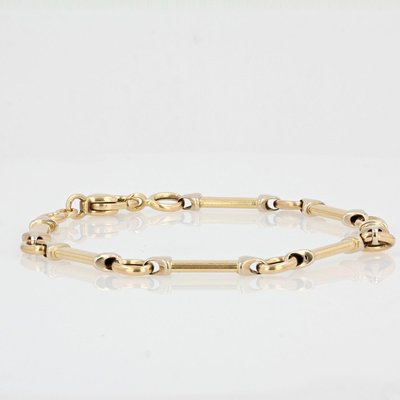 Modern 18 Karat 2-Color Gold Links Gourmette Bracelet-OLU-914682