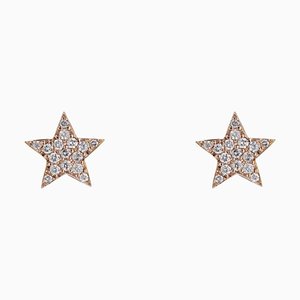 Modern 18 Karat Rose Gold and Diamond Star Stud Earrings, Set of 2-OLU-1731243