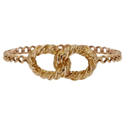 Modern 18 Karat Yellow Gold Interlaced Loop Chain Ring-OLU-1731241