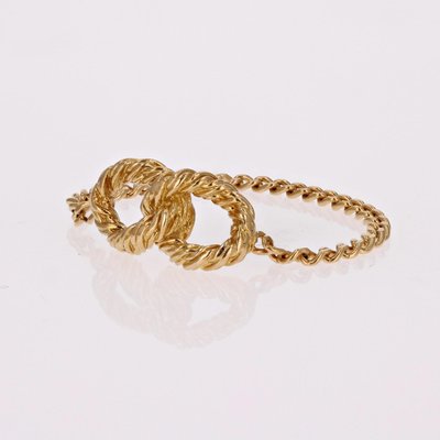 Modern 18 Karat Yellow Gold Interlaced Loop Chain Ring-OLU-1731241