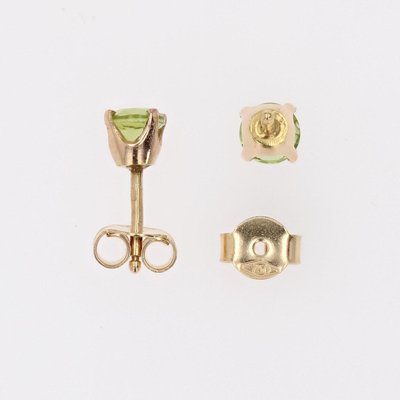 Modern 18 Karat Yellow Gold Peridot Stud Earrings, Set of 2-OLU-2042368