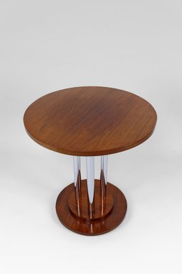 Modern Art Deco Pedestal Table in Walnut and Chrome, 1930-XNH-1804565