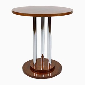 Modern Art Deco Pedestal Table in Walnut and Chrome, 1930-XNH-1804565