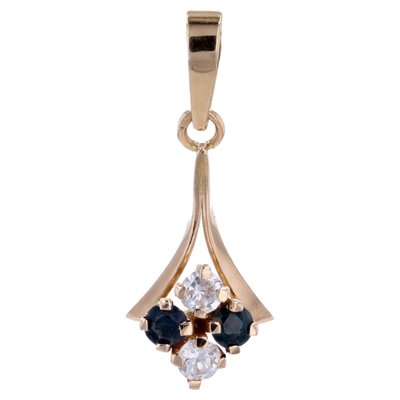 Modern Blue and White Sapphire 18 Karat Yellow Gold Pendant-OLU-1725923