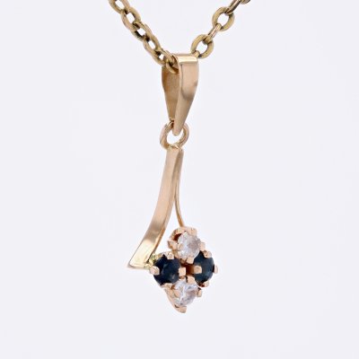 Modern Blue and White Sapphire 18 Karat Yellow Gold Pendant-OLU-1725923