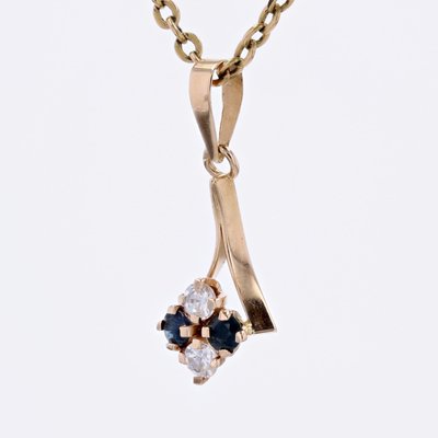 Modern Blue and White Sapphire 18 Karat Yellow Gold Pendant-OLU-1725923