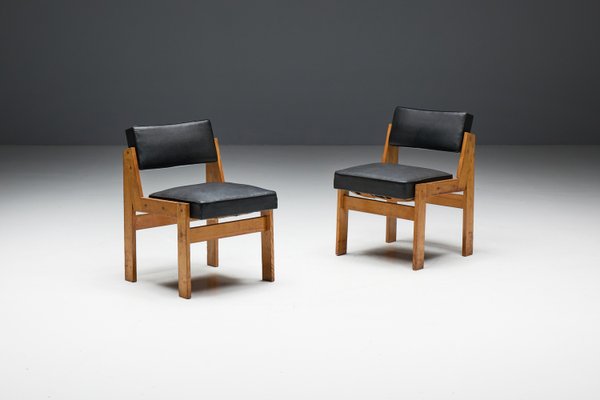 Modern Chairs in Oak and Original Vinyl by Wim Den Boon, 1950s-GW-2023406