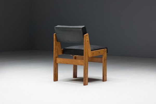 Modern Chairs in Oak and Original Vinyl by Wim Den Boon, 1950s-GW-2023406