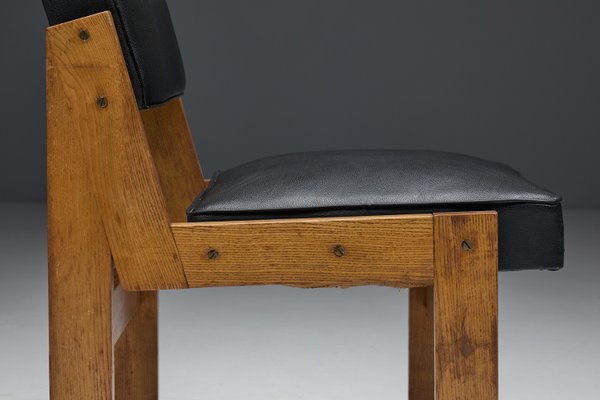 Modern Chairs in Oak and Original Vinyl by Wim Den Boon, 1950s-GW-2023406