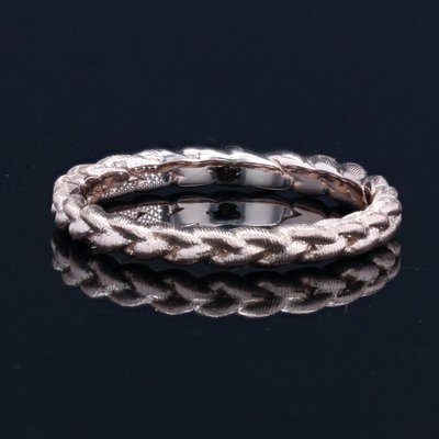 Modern Chiseled Braided Wedding Ring in 18 Karat Rose Gold-OLU-1315798