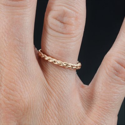 Modern Chiseled Braided Wedding Ring in 18 Karat Rose Gold-OLU-1315798