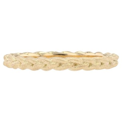 Modern Chiseled Braided Wedding Ring in 18 Karat Yellow Gold-OLU-1315805