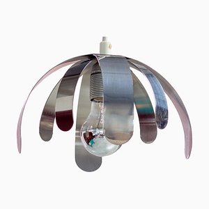 Modern Chrome & Bent Stainless Steel Ceiling Lamp, 1970s-YI-776687