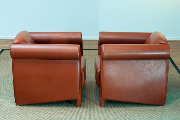 Modern Cognac Leather Club Chairs by Klaus Wettergren, 1980s, Set of 2-JE-1331404