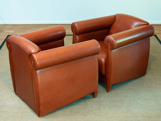 Modern Cognac Leather Club Chairs by Klaus Wettergren, 1980s, Set of 2-JE-1331404