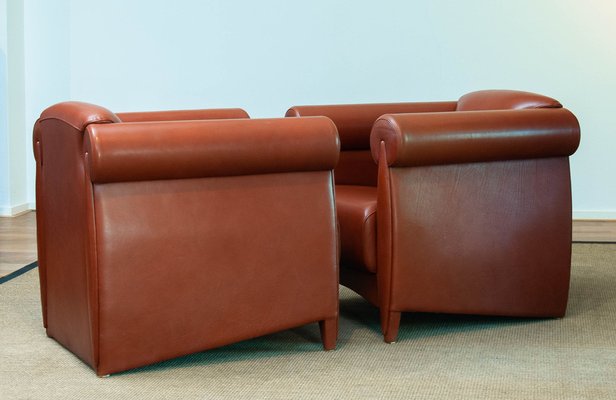 Modern Cognac Leather Club Chairs by Klaus Wettergren, 1980s, Set of 2-JE-1331404