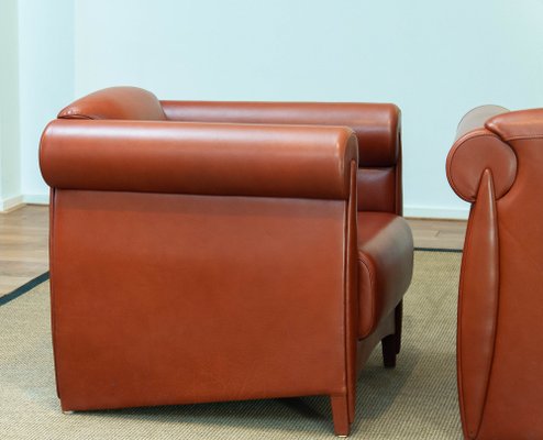 Modern Cognac Leather Club Chairs by Klaus Wettergren, 1980s, Set of 2-JE-1331404