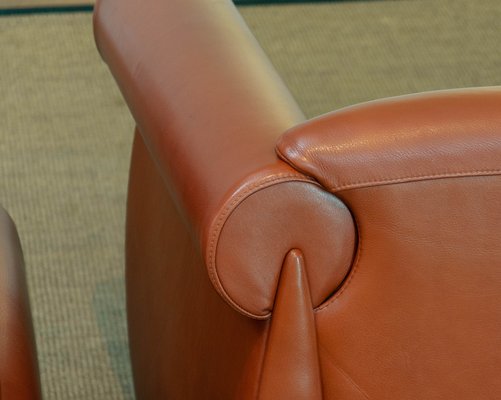 Modern Cognac Leather Club Chairs by Klaus Wettergren, 1980s, Set of 2-JE-1331404