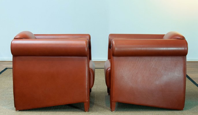 Modern Cognac Leather Club Chairs by Klaus Wettergren, 1980s, Set of 2-JE-1331404