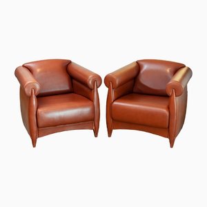 Modern Cognac Leather Club Chairs by Klaus Wettergren, 1980s, Set of 2-JE-1331404