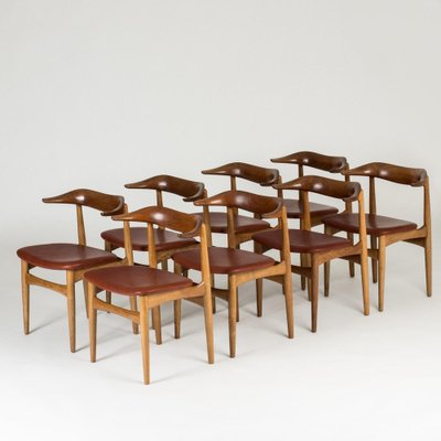 Modern Cowhorn Dining Chairs by Knud Færch for Slagelse Møbelværk, 1950s, Set of 8-NL-1783819