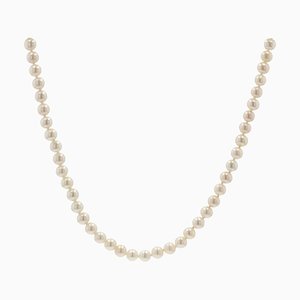 Modern Cultured Pearl 18 Karat Yellow Gold Choker Necklace-OLU-981474