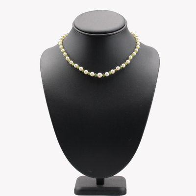 Modern Cultured Pearls Peridots 18 Karat Yellow Gold Clasp Necklace-OLU-1778273