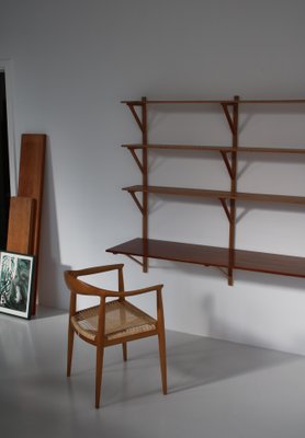 Modern Danish Oak and Teak Wall Shelving System by Børge Mogensen for Fredericia, 1956-WRF-1323298